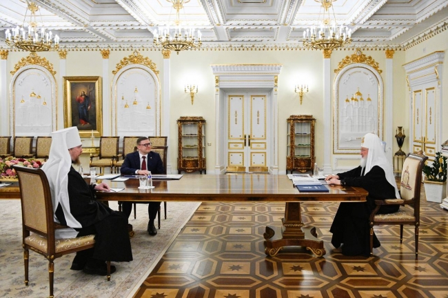Святейший Патриарх Кирилл встретился с губернатором Челябинской области Алексеем Текслером